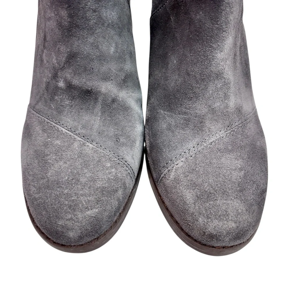 TOMS Shoes Suede Wedge Ankle Booties Gray Women's US 8